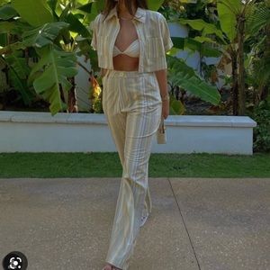 Weworewhat set jade striped trouser pants + top xs